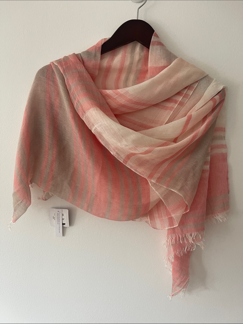 Nordstrom Striped Modal Scarf in Pink & Cream NWT